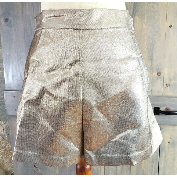 Maje Ilur Metallic High-rise Silk-blend Shorts In Gold Size 36 $295 - Picture 2 of 12